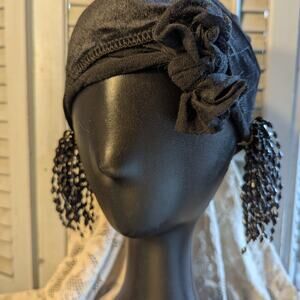 Vintage faceted black lucite chandelier clip dangle earrings